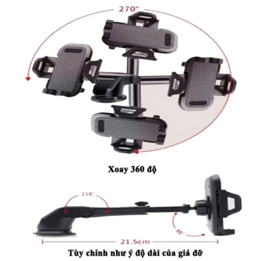 Giá Đỡ Điện Thoại 3in1 Vân Carbon Gắn Taplo, Cửa Gió Điều Hòa - Kẹp Ô Tô Chắc Chắn Khải Huy Scar 65k