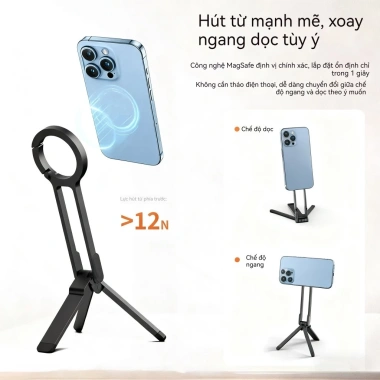 Giá Đỡ Điện Thoại Ba Chân Tripod Mini Nhôm Gọn Nhẹ - Tặng Vòng Trợ Hít 169k