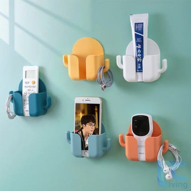 Giá đỡ điện thoại dán tường Living C hình xương rồng - Kệ remote đa năng, thiết kế độc đáo, chỉ 19.000₫
