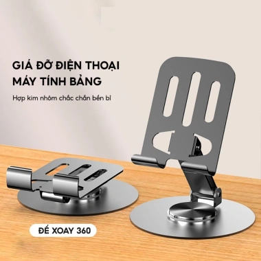 Giá đỡ điện thoại để bàn Basemo HM80.093, chân xoay 360 độ, hợp kim nhôm gấp gọn - Chỉ 30.000 VND