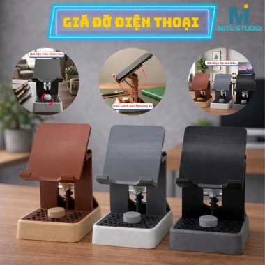 Giá Đỡ Điện Thoại Để Bàn Chỉnh Góc Linh Hoạt - Đế Trắng Đen, Livestream, Học Tập, Làm Việc