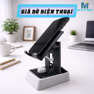 Giá Đỡ Điện Thoại Để Bàn Chỉnh Góc Linh Hoạt - Đế Trắng Đen, Livestream, Học Tập, Làm Việc 7
