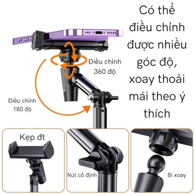 Giá đỡ điện thoại để bàn T10 quay 360°, hợp kim nhôm chắc chắn, cao 30-45cm - 160.000đ