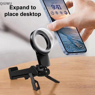 Giá đỡ điện thoại du lịch máy bay QIUWU từ tính, gập, chân điều chỉnh, selfie cầm tay