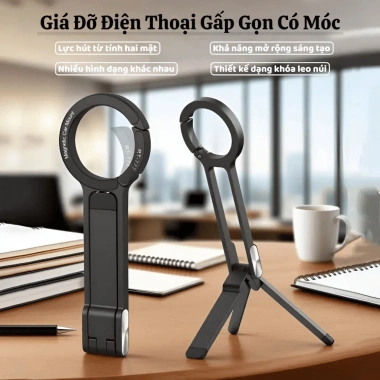 Giá Đỡ Điện Thoại Gấp Gọn Móc Leo Núi - Nam Châm 2 Mặt, Tripod Du Lịch, 79.000₫