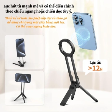 Giá Đỡ Điện Thoại Gấp Gọn Móc Leo Núi - Nam Châm 2 Mặt, Tripod Du Lịch, 79.000₫