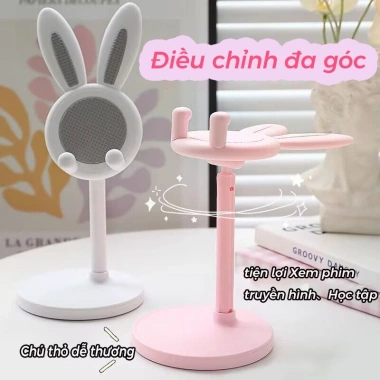 Giá đỡ điện thoại hình thỏ dễ thương - Chống trượt, điều chỉnh độ cao, dùng cho máy tính bảng - 21.800₫