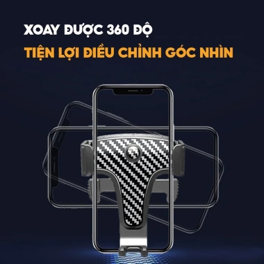 Giá đỡ điện thoại HipoCar ô tô kẹp cửa khe gió xoay 360 độ vân cacbon - Nhỏ gọn, tiện lợi 3