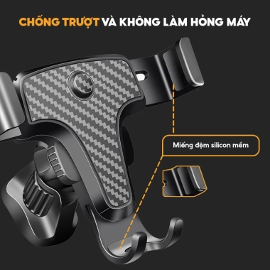 Giá đỡ điện thoại HipoCar ô tô kẹp cửa khe gió xoay 360 độ vân cacbon - Nhỏ gọn, tiện lợi 5