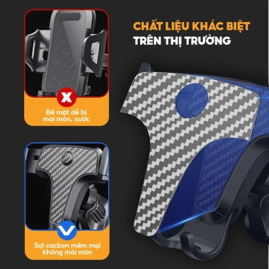 Giá đỡ điện thoại HipoCar ô tô kẹp cửa khe gió xoay 360 độ vân cacbon - Nhỏ gọn, tiện lợi 8