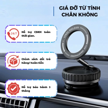 Giá Đỡ Điện Thoại Hút Chân Không Nâng Cấp - Xoay 360 độ, Lực Hút Mạnh Mẽ, Dành cho Ô tô - Giá 296.100₫