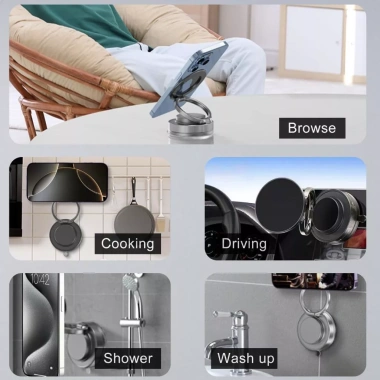 Giá đỡ điện thoại hút chân không từ tính 360° gập xoay, gắn bảng điều khiển ô tô - 64.000₫