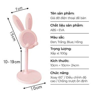 Giá Đỡ Điện Thoại iPad Máy Tính Hình Thỏ Cao Su Chống Trượt Điều Chỉnh Cao Thấp - Giá 22.800₫
