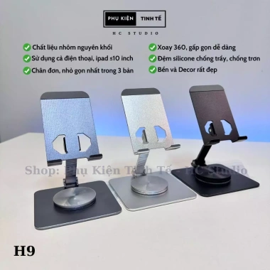 Giá đỡ điện thoại iPad xoay 360 độ nhôm nguyên khối gấp gọn – giá 119.000đ