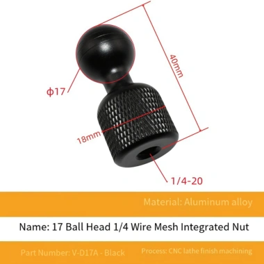 Giá đỡ điện thoại kẹp đầu bi 17mm, chuyển đổi ren, vít và đai ốc tích hợp
