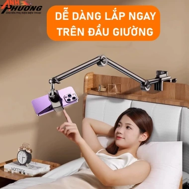 Giá đỡ điện thoại kim loại kẹp bàn, đầu giường - Nâng cấp mới, giá chỉ 121.715₫
