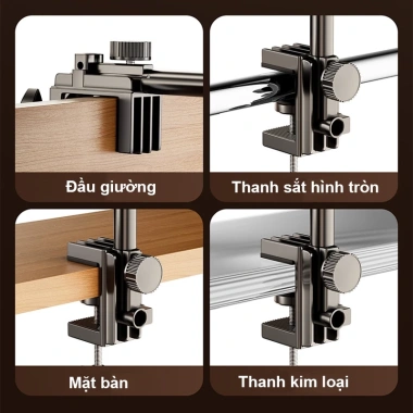 Giá đỡ điện thoại kim loại kẹp bàn, đầu giường - Nâng cấp mới, giá chỉ 121.715₫