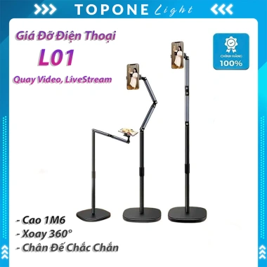 Giá Đỡ Điện Thoại Kim Loại L01 1.6m - Quay Video, Livestream, Chụp Ảnh Top One