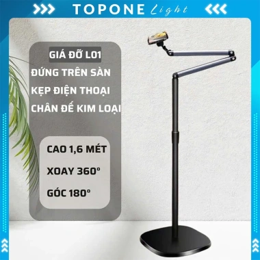 Giá Đỡ Điện Thoại Kim Loại L01 1.6m - Quay Video, Livestream, Chụp Ảnh Top One 4 Giá Đỡ Điện Thoại Kim Loại L01 1.6m - Quay Video, Livestream, Chụp Ảnh Top One 4