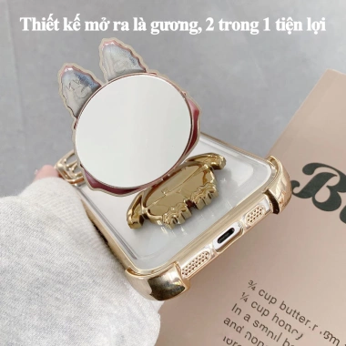 Giá đỡ điện thoại Labubu xoay 360° kèm gương trang điểm mini gấp gọn cho iPhone Samsung OPPO Xiaomi Huawei chỉ 42.800₫
