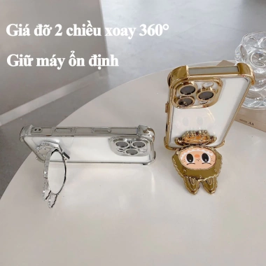 Giá đỡ điện thoại Labubu xoay 360° kèm gương trang điểm mini gấp gọn cho iPhone Samsung OPPO Xiaomi Huawei chỉ 42.800₫