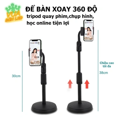 Giá đỡ điện thoại Livestream xoay 360°, tripod quay phim chụp hình học online 45.000₫ 3