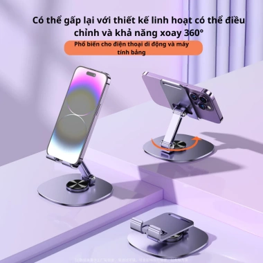 Giá đỡ điện thoại, máy tính bảng BINKE kim loại xoay 360 độ gấp gọn L382 3