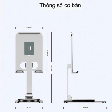 Giá đỡ điện thoại, máy tính bảng, iPad kim loại siêu mỏng, trục xoay 360, gấp gọn tiện dụng - 45.000 VND