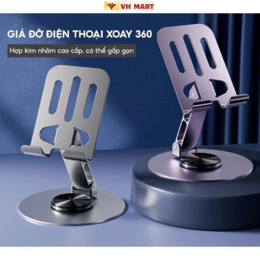 Giá Đỡ Điện Thoại Máy Tính Bảng Kim Nhôm Xoay 360 Kệ Xem Phim VHMART 29.900₫