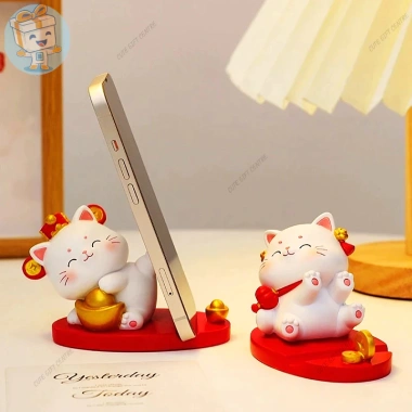 Giá Đỡ Điện Thoại Mèo Thần Tài May Mắn - Kệ Chống Tay Đá, Trang Trí Bàn, 94.050₫