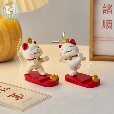 Giá Đỡ Điện Thoại Mèo Thần Tài May Mắn - Kệ Chống Tay Đá, Trang Trí Bàn, 94.050₫