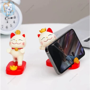 Giá Đỡ Điện Thoại Mèo Thần Tài May Mắn - Kệ Chống Tay Đá, Trang Trí Bàn, 94.050₫