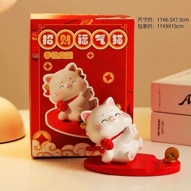 Giá Đỡ Điện Thoại Mèo Thần Tài May Mắn - Kệ Chống Tay Đá, Trang Trí Bàn, 94.050₫