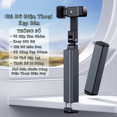 Giá Đỡ Điện Thoại Mini Cầm Tay Gọn Nhẹ, Kẹp Bàn Xoay 360 - Chỉ 95.000 đồng