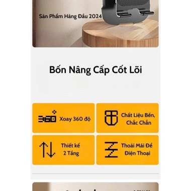 Giá đỡ điện thoại NITECH xoay 360 độ, 2 tầng đế thép chắc chắn, gập gọn tiện lợi
