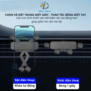 Giá đỡ điện thoại ô tô BINKE BLS-010 xoay 360 độ, kẹp cửa gió không chắn gió, 49.000₫