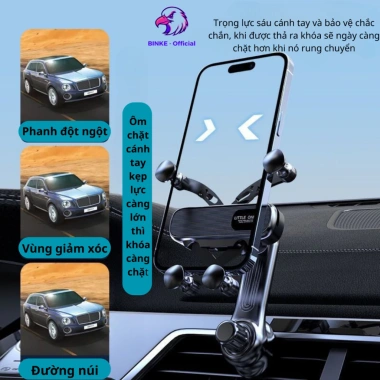 Giá đỡ điện thoại ô tô BINKE BLS-010 xoay 360 độ, kẹp cửa gió không chắn gió, 49.000₫