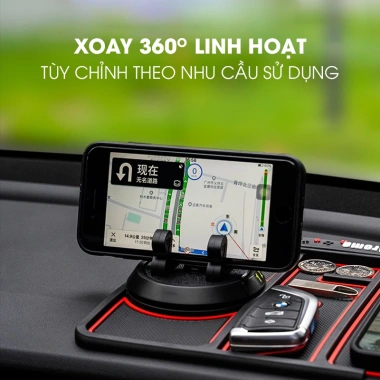 Giá Đỡ Điện Thoại Ô Tô Chống Trượt Xoay 360° Có Bảng Số Gắn Trên Taplo 48k