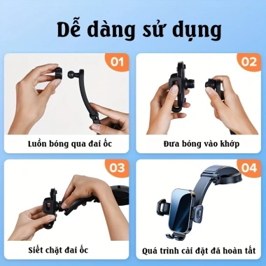 Giá đỡ điện thoại ô tô đa năng: Gắn bảng điều khiển & kính chắn gió, chỉ 60k