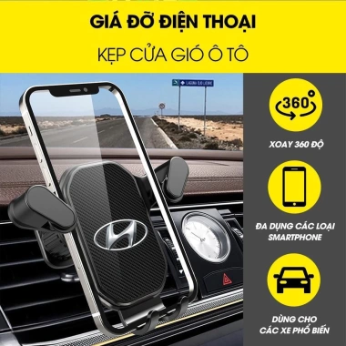 Giá Đỡ Điện Thoại Ô Tô Gắn Cửa Khe Gió – Xoay 360°, Nhỏ Gọn, An Toàn, Logo Theo Hãng Xe