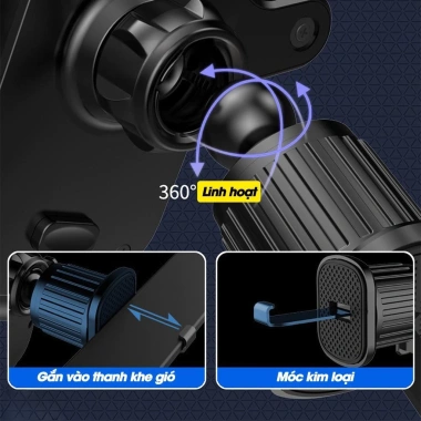 Giá Đỡ Điện Thoại Ô Tô Gắn Cửa Khe Gió – Xoay 360°, Nhỏ Gọn, An Toàn, Logo Theo Hãng Xe