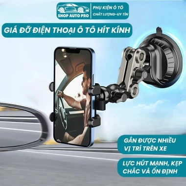 Giá Đỡ Điện Thoại Ô Tô Hít Kính Chân Không Xoay 360 - Kẹp Quay Video Đa Năng 39k