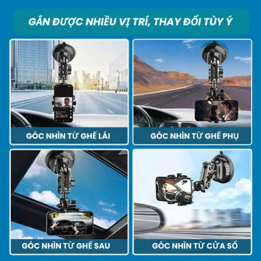 Giá Đỡ Điện Thoại Ô Tô Hít Kính Chân Không Xoay 360 - Kẹp Quay Video Đa Năng 39k