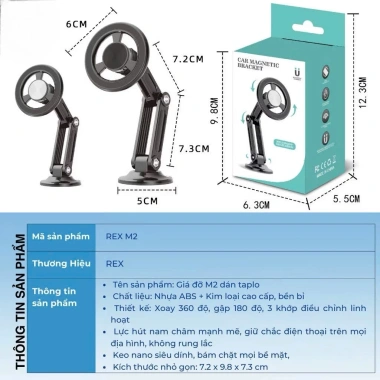 Giá Đỡ Điện Thoại Ô Tô Hút Nam Châm Dán Taplo Kính Siêu Chắc Chắn Xoay 360 - 45.600 VND