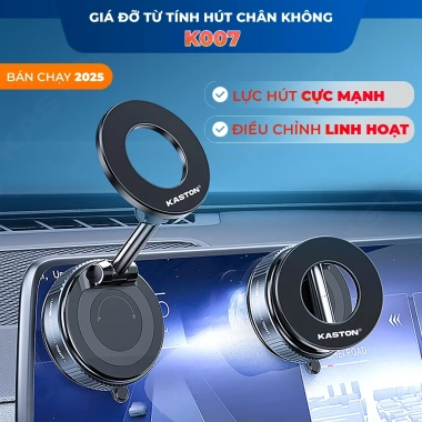 Giá đỡ điện thoại ô tô Kaston K007: hút chân không, xoay 360°, gấp gọn, đa năng