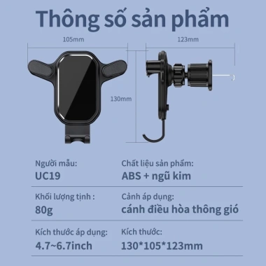 Giá đỡ điện thoại ô tô kẹp cửa gió xoay 360 - Nhỏ gọn, tiện lợi, chỉ 38.000₫ 3