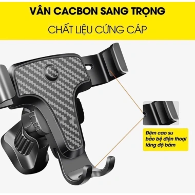 Giá đỡ điện thoại ô tô kẹp cửa khe gió, xoay 360°, vân carbon, nhỏ gọn tiện lợi