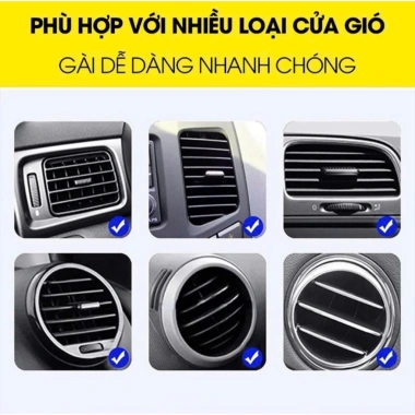 Giá đỡ điện thoại ô tô kẹp cửa khe gió, xoay 360°, vân carbon, nhỏ gọn tiện lợi