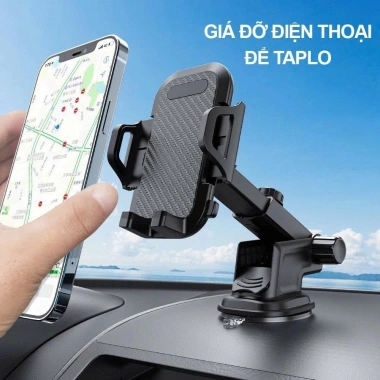 Giá đỡ điện thoại ô tô kẹp cửa khe gió, xoay 360°, vân carbon, nhỏ gọn tiện lợi