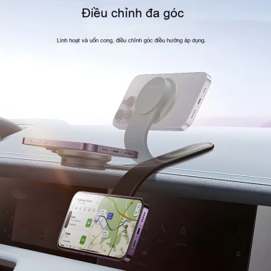 Giá đỡ điện thoại ô tô từ tính gập gọn, sạc nhanh không dây, chỉ 198.000₫